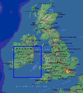 Fisica mapa de Reino Unido em ingles