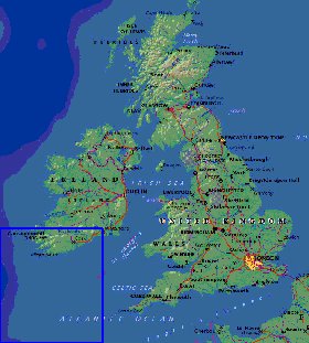 Fisica mapa de Reino Unido em ingles