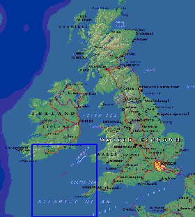 Fisica mapa de Reino Unido em ingles