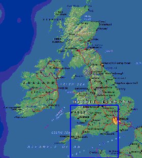 Fisica mapa de Reino Unido em ingles