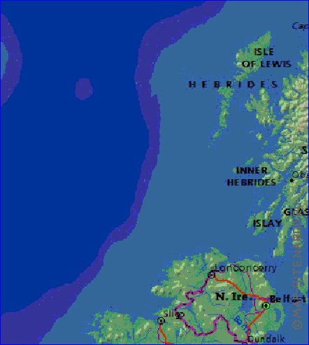 Fisica mapa de Reino Unido em ingles