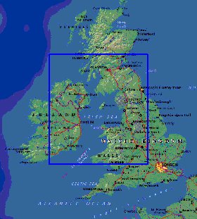 Fisica mapa de Reino Unido em ingles