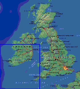 Fisica mapa de Reino Unido em ingles