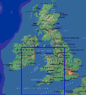 Fisica mapa de Reino Unido em ingles