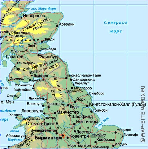 Fisica mapa de Reino Unido