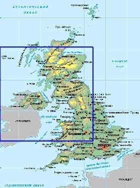 Physique carte de Royaume-Uni