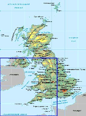 Physique carte de Royaume-Uni