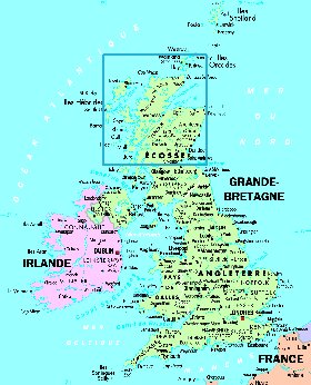 mapa de Reino Unido em frances