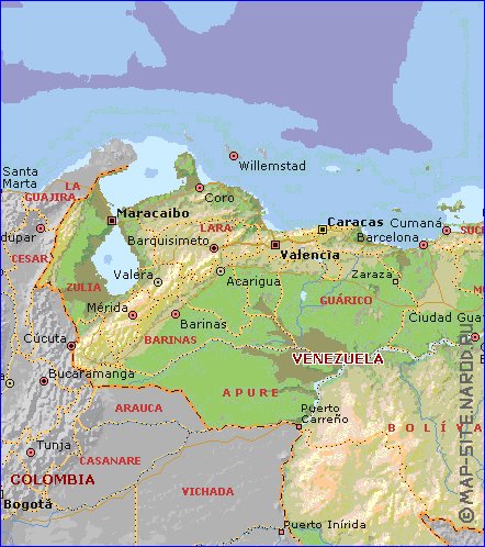 Administrativa mapa de Venezuela em ingles