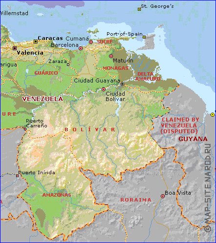 Administrativa mapa de Venezuela em ingles