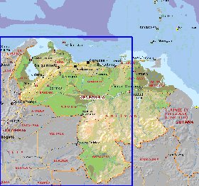 Administratives carte de Venezuela en anglais