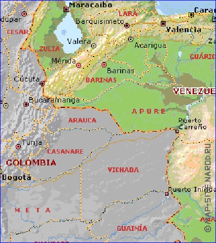 Administratives carte de Venezuela en anglais