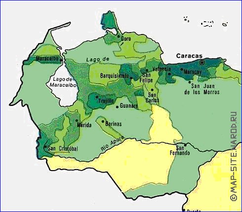 mapa de de densidade populacional Venezuela