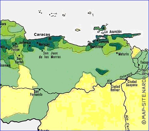 carte de de la densite de population Venezuela