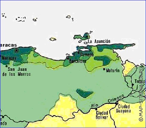 mapa de de densidade populacional Venezuela