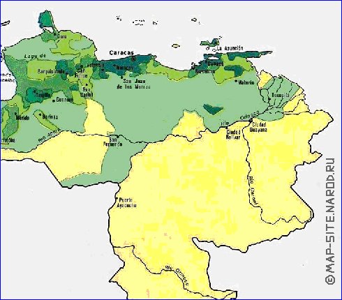 mapa de de densidade populacional Venezuela