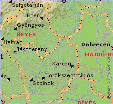 Administrativa mapa de Hungria em ingles