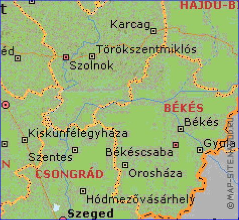 Administrativa mapa de Hungria em ingles