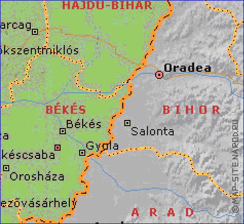 Administrativa mapa de Hungria em ingles