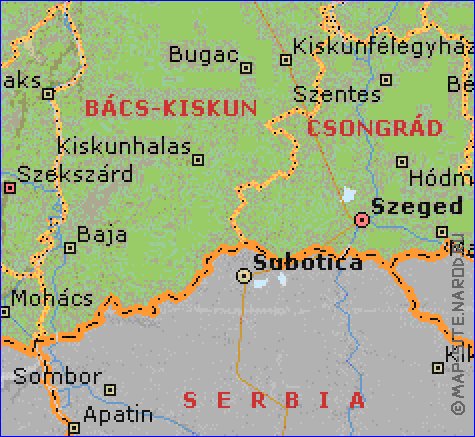 Administrativa mapa de Hungria em ingles