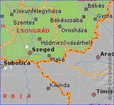 Administrativa mapa de Hungria em ingles