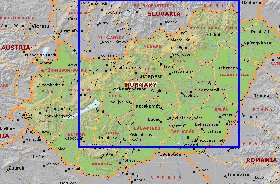 Administrativa mapa de Hungria em ingles