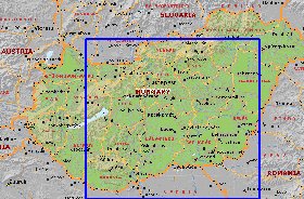 Administrativa mapa de Hungria em ingles