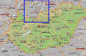 Administrativa mapa de Hungria em ingles