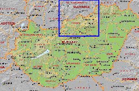 Administrativa mapa de Hungria em ingles