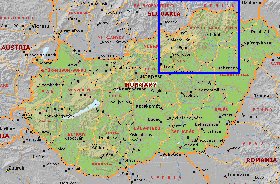 Administrativa mapa de Hungria em ingles