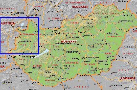 Administratives carte de Hongrie en anglais