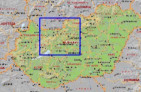 Administrativa mapa de Hungria em ingles