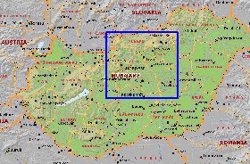 Administrativa mapa de Hungria em ingles