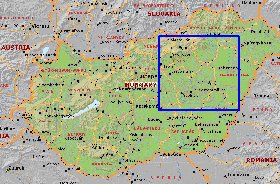 Administrativa mapa de Hungria em ingles