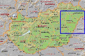 Administrativa mapa de Hungria em ingles