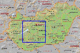 Administrativa mapa de Hungria em ingles