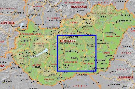 Administrativa mapa de Hungria em ingles