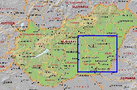 Administrativa mapa de Hungria em ingles