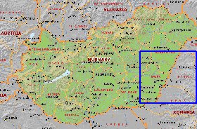 Administrativa mapa de Hungria em ingles