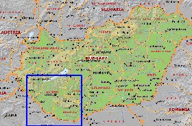 Administratives carte de Hongrie en anglais