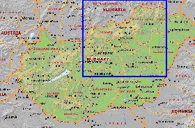 Administrativa mapa de Hungria em ingles