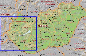 Administratives carte de Hongrie en anglais