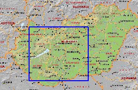 Administrativa mapa de Hungria em ingles