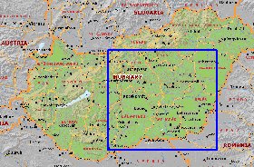 Administrativa mapa de Hungria em ingles