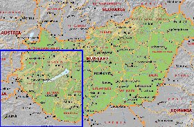 Administratives carte de Hongrie en anglais