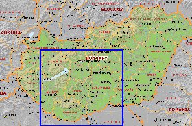 Administrativa mapa de Hungria em ingles