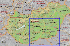 Administrativa mapa de Hungria em ingles