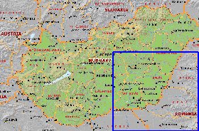 Administrativa mapa de Hungria em ingles