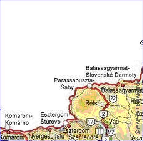 mapa de de estradas Hungria