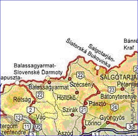 mapa de de estradas Hungria